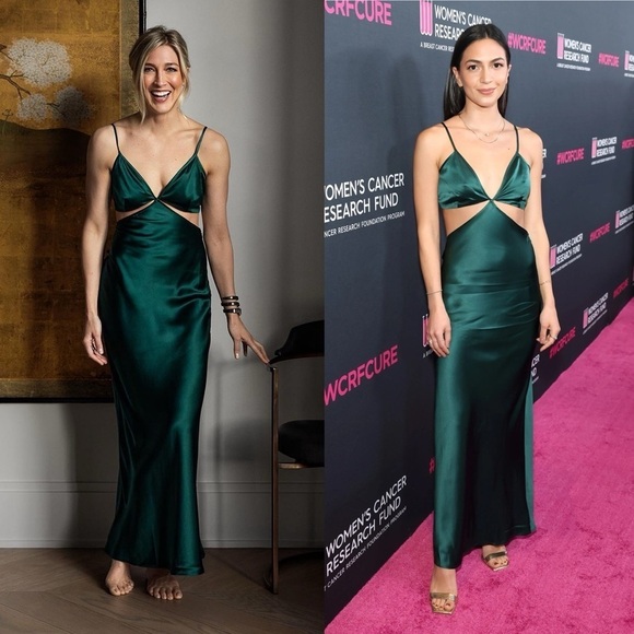 Reformation Poppies Silk Cutout Maxi Dress Forest Green NEW with tags - Picture 9 of 9